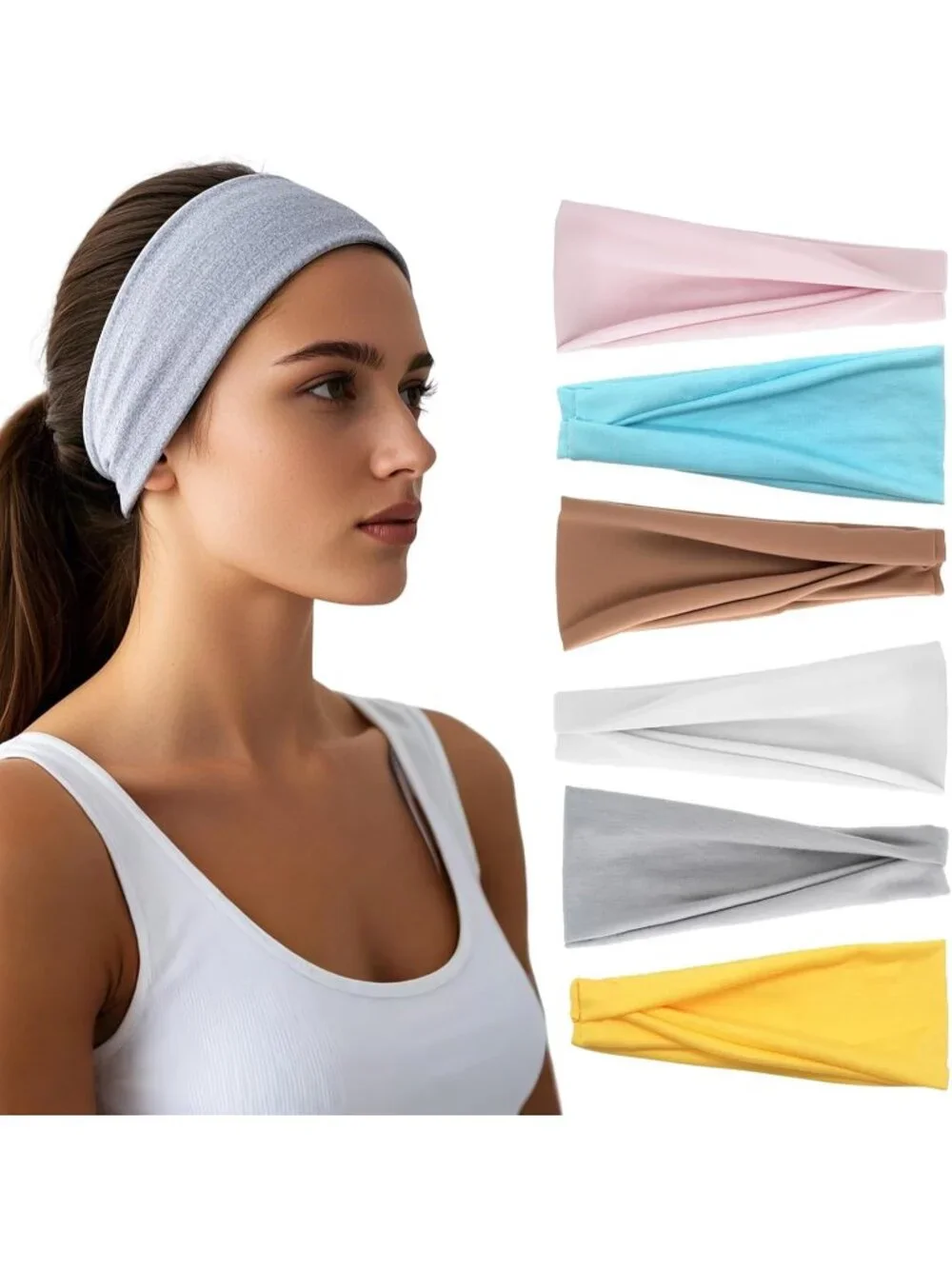Women Elastic 6 Pack Thin Headbands Stretchy Workout Sweatbands Hair Accessories
